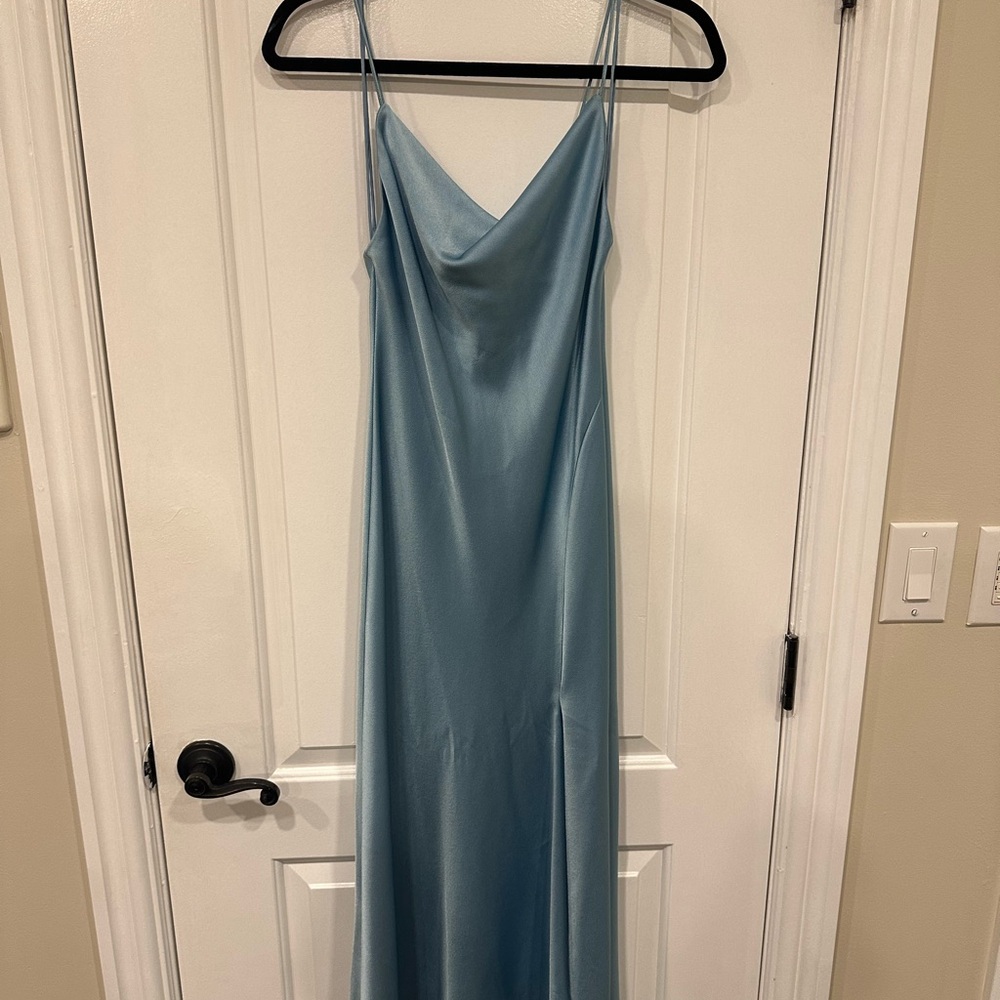 Alice + Olivia Light Blue Satin Slip Dress